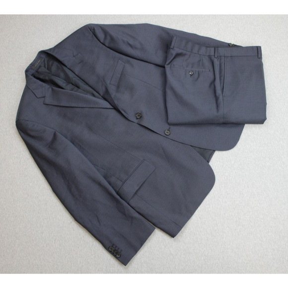 Hugo Boss Suit Mens 44S Navy Blue 100% Wool 2 Piece Set Pants 38 x 29 - Picture 1 of 16